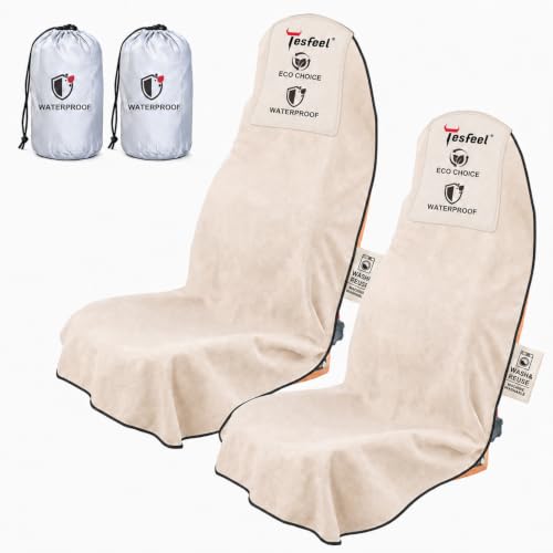 TESFEEL Universal Car Seat Cover Towel (Beige)