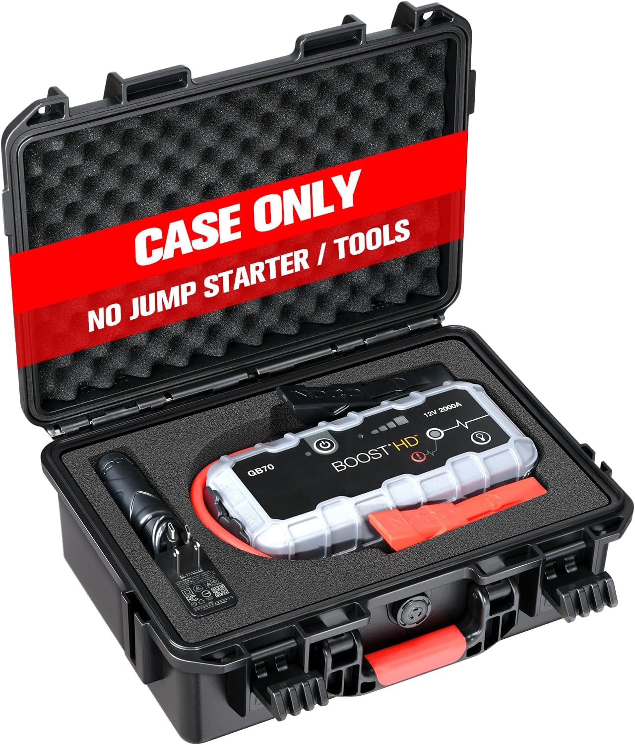 Case for NOCO Boost X GBX75 GB70  Waterproof Carrying Case with Custom Foam for 2000A/2500A UltraSafe Jump Starter Charger Cables Accessories | Portable Storage Box for Emergency Travel & Road Trips