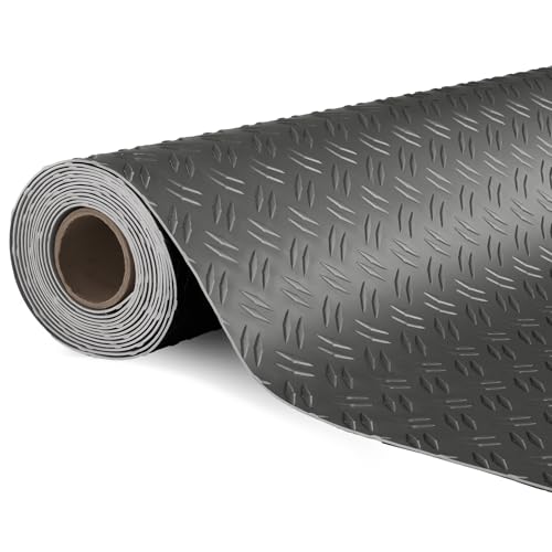 TUFFIOM 7.5 x 17 FT Garage Floor Mat, Thickened Diamond Plate PVC Garage Mats Flooring Roll for Under Car, Garage Car Parking Mats for Compact SUVS, Sports Car