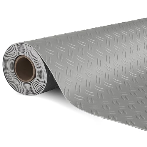 TUFFIOM 7.5 x 17 FT Garage Floor Mat, Thickened Diamond Plate PVC Garage Mats Flooring Roll for Under Car, Garage Car Parking Mats for Compact SUVs, Sports Car