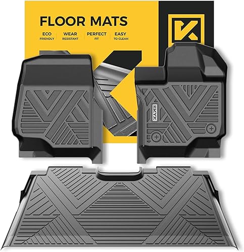 All Weather Floor Mats for Ford F150 SuperCrew 2015-2025 | F-150 Lightning 2022-2025 w/Out Underseat Storage, Custom Fit 1st & 2nd Row, TPE, Non-Slip, Easy to Clean, 3D Scanning Design by KYX
