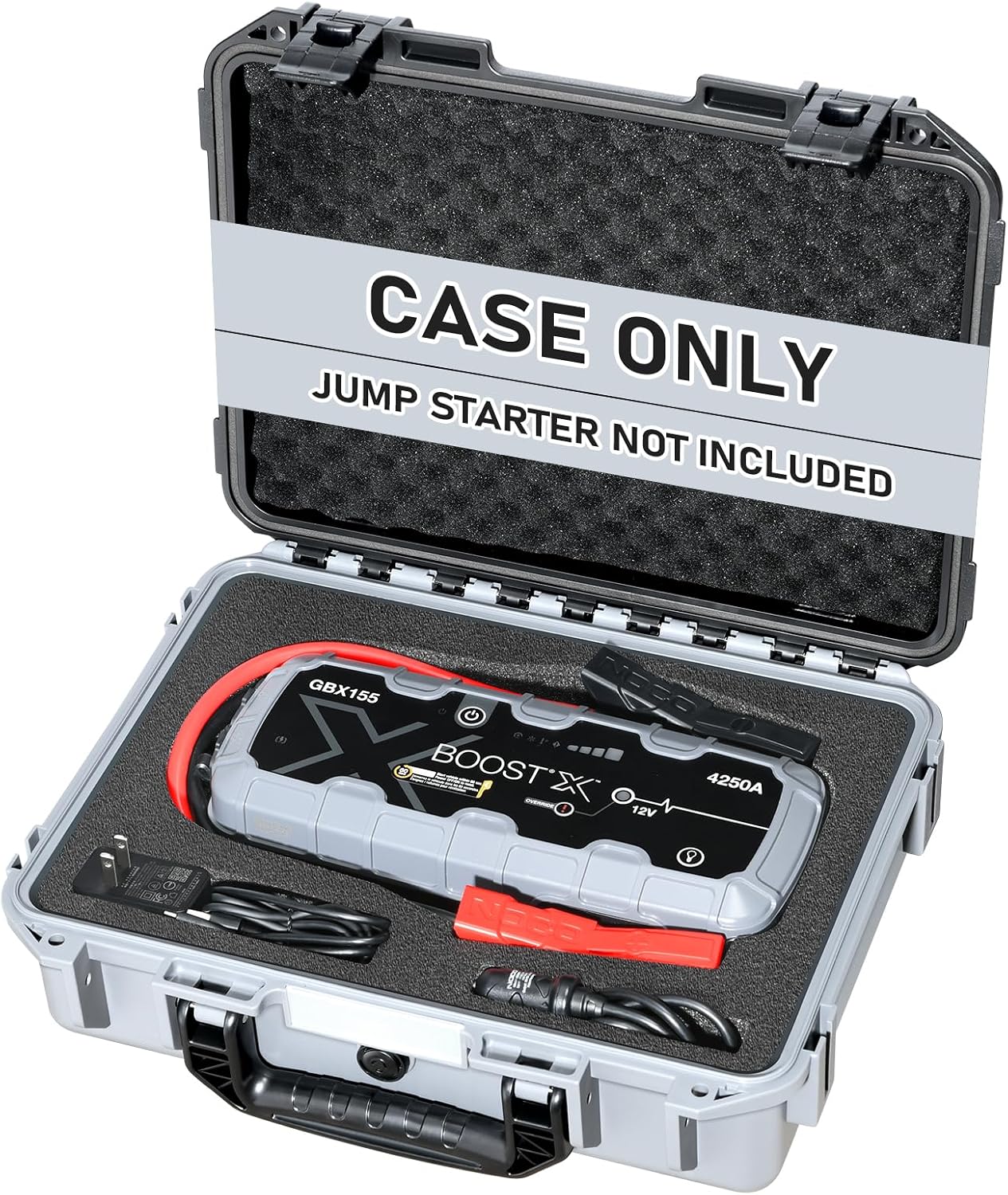Case for NOCO Boost X GBX155 & GB150  Waterproof Hard Shell Carrying Case with Custom Pre-Cut Foam, Shockproof Protective Travel Box Compatible with NOCO GBX155/GB150 UltraSafe Jump Starter